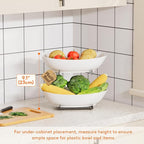 Lifewit Plastic Fruit Bowl for Kitchen Counter, 2 Tier Fruit Basket with Gold Metal Stand, Tiered Fruit Holder for Countertop Serving Tray for Vegetable/Dessert in Party 28 x 21 x 23cm/11 x 8.4 x 9