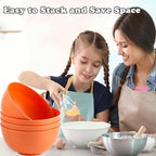Unbreakable Wheat Straw Cereal Bowls Set of 4, 24 OZ Microwave and Dishwasher Safe Lightweight Soup and Salad Bowl Sets, Reusable Dessert Bowls for Rice, Pasta, Snack, Fruit, BPA Free (Orange)
