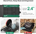 GSlife Large Expandable Dish Drying Rack for Kitchen Counter - Adjustable Dish Drainer with Pans Slots, Rust-Resistant Dish Rack with Utensil Holder and Drainboard, 16.5"-24.4" L x 12.6" W Black