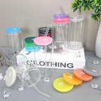 WHEATHUSK 20 Pack Glass Cups with Acrylic Lids and Glass Straws 16oz Iced Coffee Cups Clear Glass Tumbler Can Shaped Drinking Glasses, Cute Glass Smoothie Cups for Tea Beer Soda Whiskey Gift