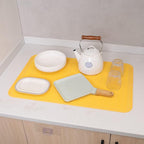 MicoYang Silicone Dish Drying Mat for Multiple Usage,Easy clean,Eco-friendly,Heat-resistant Silicone Mat for Kitchen Counter or Sink,Refrigerator or Drawer Liner Yellow 3XL 28 inches x 18 inches