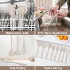 TeamFar 8 PCS Silicone Cooking Utensils - 446°F Heat Resistant Kitchen Silicon Utensils Set, Turner, Spatula, Spoon, Whisk, Kitchen Cooking Gadgets Tools for Nonstick Cookware, Dishwasher Safe-Khaki