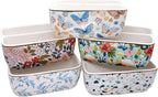 2 Compartments Ceramic Sponge Holder for Kitchen Sink, Cute Floral Countertop Dish Sponges Holder Soap Sink Organizer Farmhouse Caddy (Butterfly)
