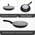 IMUSA 8" Premier Ceramic Nonstick Fry Pan with Cool Touch Handle, Matte Black