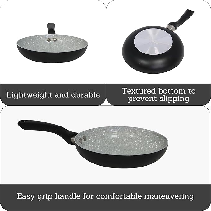 IMUSA 8" Premier Ceramic Nonstick Fry Pan with Cool Touch Handle, Matte Black