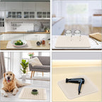 ZLR Silicone Dish Drying Mat 12" x 12" Square - Small Heat Resistant Trivet & Countertop Protector for Air Fryer, Coffee Maker - Waterproof Kitchen Drain Pad for Cups, Fruit (Cassava White)