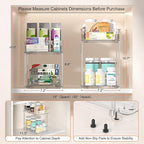Delamu 2 Tier Snap-Lock Bathroom Under Sink Organizers and Storage, Multi-Purpose Cabinet Drawers with Movable Dividers, Pull Out Organization for Countertop, Kitchen and Pantry(Clear, 2 Pack)