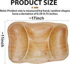BTEOBFY Natural Wood 4-Compartment Divided Fruit Tray, Live Edge Handmade Serving Platter for Snacks, Sandwiches, Appetizers, Unique Hand-Carved Rustic Design
