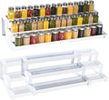 Expandable Spice Rack Organizer for Cabinet, 3 Tier Metal Spice Organization,16"-29.5" Wide Adjustable Seasoning Organizer, Display Shelf, Canned Goods Organizer for Pantry Kitchen Countertop, White