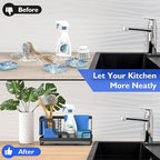 BSKSSK Sink Caddy - Kitchen Sink Organizer with Sponge, Dish Soap, Scrubber & Drain Pan Holder - Black