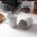 famiware Coffee Mugs Sets for 6, 12 oz Mug Set, Coffee Cups with Handle for Coffee, Tea, Cocoa and Milk, Microwave and Dishwasher Safe, White Circle