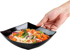 Restaurantware Moderna 32 Ounce Fancy Plastic Bowls 10 Square Disposable Salad Bowls - Durable Heavy-duty Black Plastic Bowls For Warm And Cold Foods (Pack of 3)