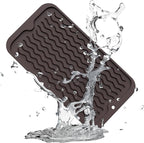 ZLR Silicone Sponge Holder & Sink Caddy Tray (6" x 12") - Narrow Dish Drying Mat for Kitchen Counter - Waterproof Soap Dispenser Organizer, Non-Slip Bathroom Vanity Tray (Coffee)