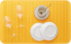MicoYang Silicone Dish Drying Mat for Multiple Usage,Easy clean,Eco-friendly,Heat-resistant Silicone Mat for Kitchen Counter or Sink,Refrigerator or Drawer Liner Yellow 3XL 28 inches x 18 inches
