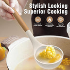 AVGPD Silicone Cooking Utensils Set, Silicone Utensils for Cooking, 446° Heat Resistant Kitchen Utensil Silicone Spatula Sets, Kitchen Gadgets for Non-Stick Cookware BPA FREE (Cream White)