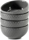 HASENSE Cereal Bowls Set of 4, 26 OZ Ceramic Soup Bowls,Stoneware Porcelain Cereal Bowls for Soup, Cereal, Oatmeal, Fruit, Salad, Embossed Pattern, Cereal Bowls for Kitchen & Home, Gray