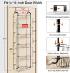 Delamu Narrow Over the Door Pantry Organizer, 6-Tier Metal Pantry Door Organization and Storage for Easy Install, Hanging Spice Rack Seasoning Shelves for Cabinet & Kitchen, D5 x W13 x H50 inch, Black