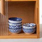 Ceramic Dipping Bowls Set - Mini 2.7 Oz Soy Sauce Dishes - 3 inch Small Side Dishes for Appetizers Charcuterie Sushi Sauce Snack Soy - Pinch Bowls for Kitchen Prep - Set of 6 - Vintage Blue