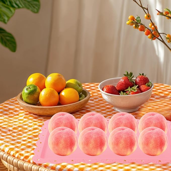 Set of 6 Plastic Serving Trays Food Tray - 14" x 9" Rectangle Serving Platter for Party Cafeteria Kitchen Restaurant , Small Flat Trays for Dessert Fruit Cookie Snack (6, Pink)