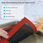 Perforated Silicone Baking Mats for Quarter Sheet, 2 Pcs Non-Stick Eclair Baking Mats for 9x13 Cookie Sheet, Reusable Baking Sheet Liners Compatible with Nordic Ware Naturals Quarter Sheet