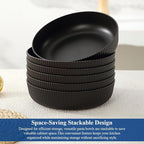HOMQUEN Pasta Bowls Set of 6, 37oz Salad Bowls Black Soup Bowls, Large Pasta Serving Bowls, Unbreakable Plastic Dinner Bowls, Dinnerware Sets,Valentines Day Gift, Dishwasher Safe (Black)
