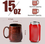 HASENSE Coffee Mugs Set of 6, 15 Ounce Ceramic Coffee Cups Set with Handle, Large Tea Mug for Kitchen, Red Cup for Tea,Cocoa, Milk, Christmas Gift for Women and Men, Dishwasher and Microwave Safe