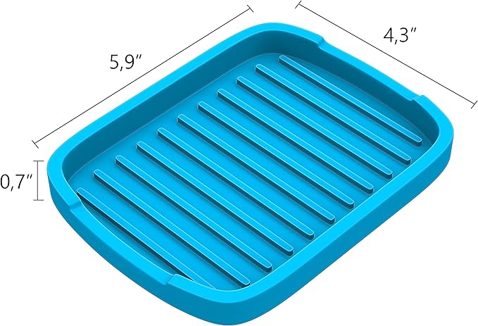 ZAPPOWARE Silicone Sponge Holder -soap Tray - 5.9" X 4.33" Set -2pcs (Blue)