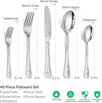 40 Piece Silverware Set, Stainless Steel Flatware Cutlery Set Service for 8, Mirror Polished Tableware Eating Utensils Set for Home Kitchen, Include Knife Fork Spoon Set, Dishwasher Safe