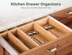 Kootek 8 Pcs Bamboo Drawer Organizer Utensil Tray Kitchen Storage Box 4-Size Versatile Dividers Cutlery Holders Bins Containers for Flatware Kitchen Utensils