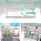 Sponge Holder for Kitchen Sink - Countertop Rustproof Stainless Steel, Sink Caddy, Kitchen Gadgets Accessories (Silver)