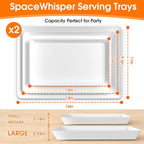 SpaceWhisper 6 Pack Serving Tray, Serving Platters for Snacks, Fruit, Cookies, Dessert, Large Reusable Rectangular Party Platters,3 Size Set Large 16"*11",Medium 14"*9",Small 12"*7"