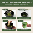 Matcha Whisk Set, 5 Pcs Matcha Set Kit Includes 15 OZ Ceramic Matcha Bowl, Bamboo Whisk, Holder, Sifter & Scoop, Tea Gift for Women Men Girl Friend, Christmas, Birthday, Halloween, Matcha Tea Ceremony