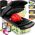 Fullstar The Original Pro Chopper - Vegetable Chopper and Mandoline Slicer, Food Chopper with Container, Fruit Cutter, Veggie Slicer, Kitchen Gadgets & Gifts, Home Essentials (6 in 1, Black)