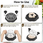10" Pro Chicken Shredder Tool Twist Large for Kitchen, BPA-Free Food-Safe Meat Grinder, Visible Chicken Breast Meat Shredder with Strong Anti-Slip Bottom & Ergonomic Handle, Black