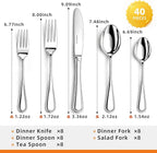 Silverware set for 8,40 Pieces Premium Stainless Steel Silverware set,Mirror Polished Cutlery Set,Flatware Set for 8,Dishwasher Safe,Luster Series