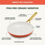 GreenPan Nonstick Reserve Pro 10” & 12” Frying Pan Set, NSF Certified Ceramic, Hard Anodized PFAS-Free Skillets, Stainless Steel Handles, Oven & Dishwasher Safe, Harvest Orange