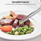 U-Taste 8" Kitchen Plating Tweezer Set: 18/8 Stainless Steel Food-Grade Metal Food Tong, Seamless-Welding, Flexible Pinching and Non-Slip for Serving, Decorating, Cooking, Baking (Round & Pointed Tip)