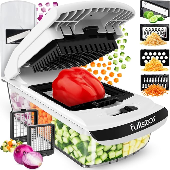 Fullstar The Original Pro Chopper - Vegetable Chopper and Mandoline Slicer, Food Chopper with Container, Fruit Cutter, Veggie Slicer, Kitchen Gadgets & Gifts, Home Essentials (6 in 1, White)