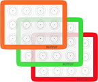 HOTPOP Silicone Baking Mats 0.75mm - Non-Stick Silicone Sheets for Bake Pans and Rolling with Outlines for Pastries - Silicone Baking Sheet - Macaron/Pastry/Cookie/Bun/Bread Making (3 QUARTER SIZE)