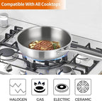 DELARLO Whole body Tri-Ply Stainless Steel Kitchen Cookware Set of 14 With Lid Heats quickly Cookware, Suitable for All Stove Kitchen, Pots and Pans sets
