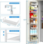12.3" W Narrow Over the Door Pantry Organizer, 8-Tier Over the Door Organizer with Adjustable Basket, Pantry Door Organization for Pantry Kitchen Storage Room Spice Rack, White