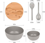 LOVYANXUE Bamboo Fiber Salad Bowl with Servers Set Large 9.8inches Nature Bamboo Mixing Bowl with Servers with Lid Spoon and Fork for Fruits,Salads and Vegetables