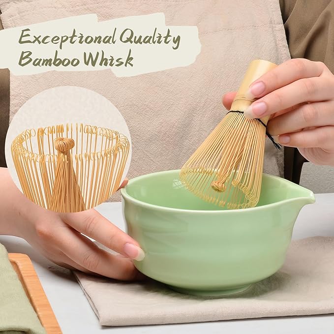 Authentic Japanese Matcha Ceremony Set - 17oz Traditional Chawan Bowl with Bamboo Whisk (Chasen), Scoop & Stand - Complete Starter Kit for Beginners, Christmas Thanksgiving Gift Idea
