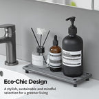 Razborci 2 Pack Fast Drying Water Absorbing Diatomite Stone Mat Tray for Kitchen & Bathroom Counter - Instant Dry Sink Caddy Organizer - Vanity Holder for Soap and Sponge – Charcoal 10" x 4"