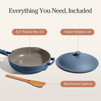 Our Place Mini Always Pan | 8.5" Ceramic Pan with Modular Lid & Beechwood Spatula | Patented 10-in-1 Nonstick, Non-Toxic Cookware Made Without PFAS | Induction & Oven-Safe up to 450°F | Blue Salt