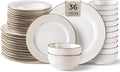 GBHOME Ceramic Dinnerware Sets, 36 pcs Embossed Elegant Stoneware Plates and Bowls Sets, Housewarming Wedding Gift | Dishwasher & Microwave Safe | Dishes Set Service for 12