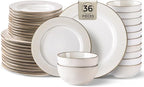 GBHOME Ceramic Dinnerware Sets, 36 pcs Embossed Elegant Stoneware Plates and Bowls Sets, Housewarming Wedding Gift | Dishwasher & Microwave Safe | Dishes Set Service for 12