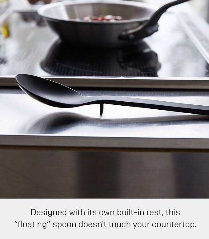 Yamazaki Home Tower Silicone Kitchen Spoon, Hygenic With Integrated Tool Rest, Floating Clean Design - Silicone