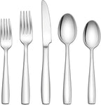 Herogo 18/10 Stainless Steel Silverware Set, 30-Piece Fancy Flatware Cutlery Set for 6, Modern Eating Utensils Tableware for Home Restaurant Wedding, Mirror Polished, Dishwasher Safe