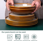 LERATIO Large Pasta Bowls,38oz Ceramic Pasta Bowls,9.0" Reactive Glaze Pasta Bowl Set of 4,Microwave & Dishwasher,Oven Safe,Wide Serving Bowls for Salad,Pasta,Fruit,Scratch Resistant-Khaki